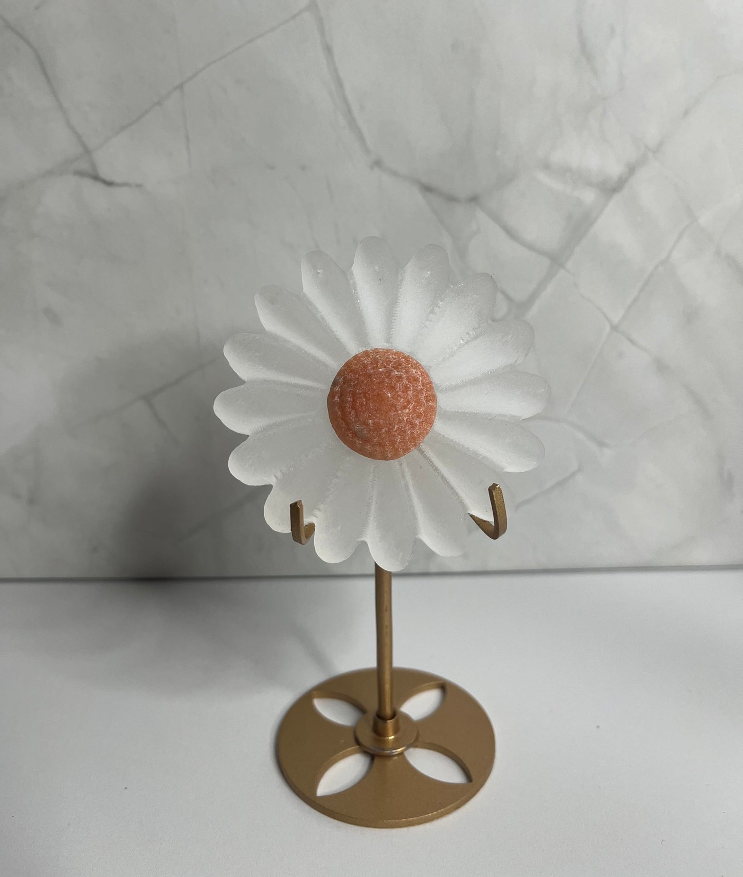 Gänseblümchen Selenit / Orangen Calcit